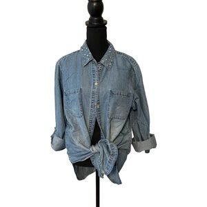 Chico’s Denim shirt with silver accents, Chico Size 2 (or Large)